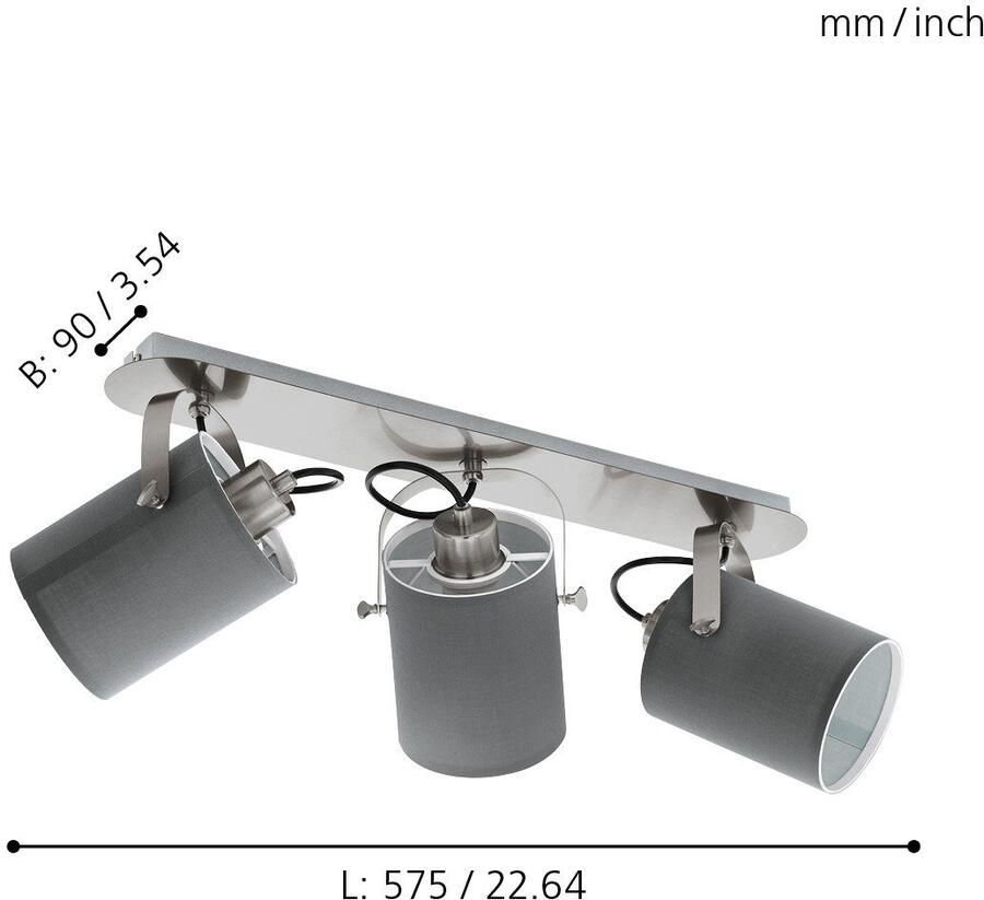 EGLO  Villabate Spot - 3 lichts - E27 - Nikkel Mat