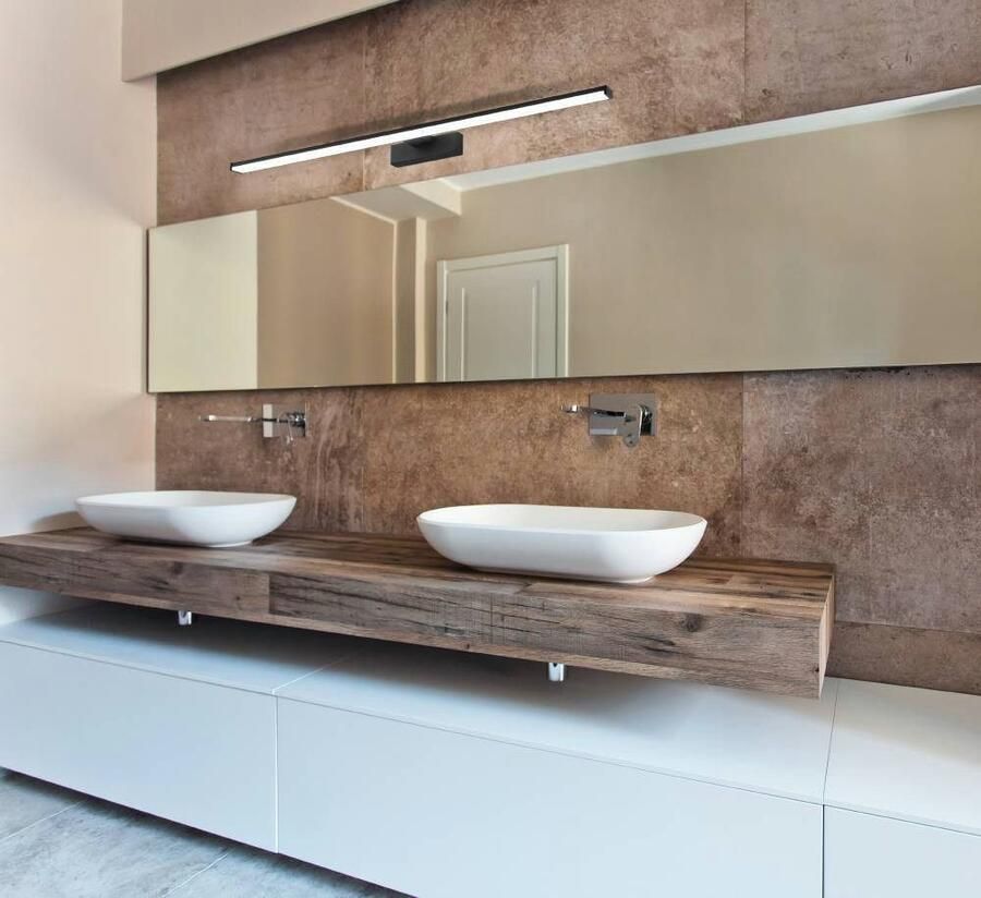 EGLO Spiegellamp PANDELLA 1 Wandlamp LED spiegel lamp in zwart wit IP44 L 78 cm (1 stuk) - Foto 2