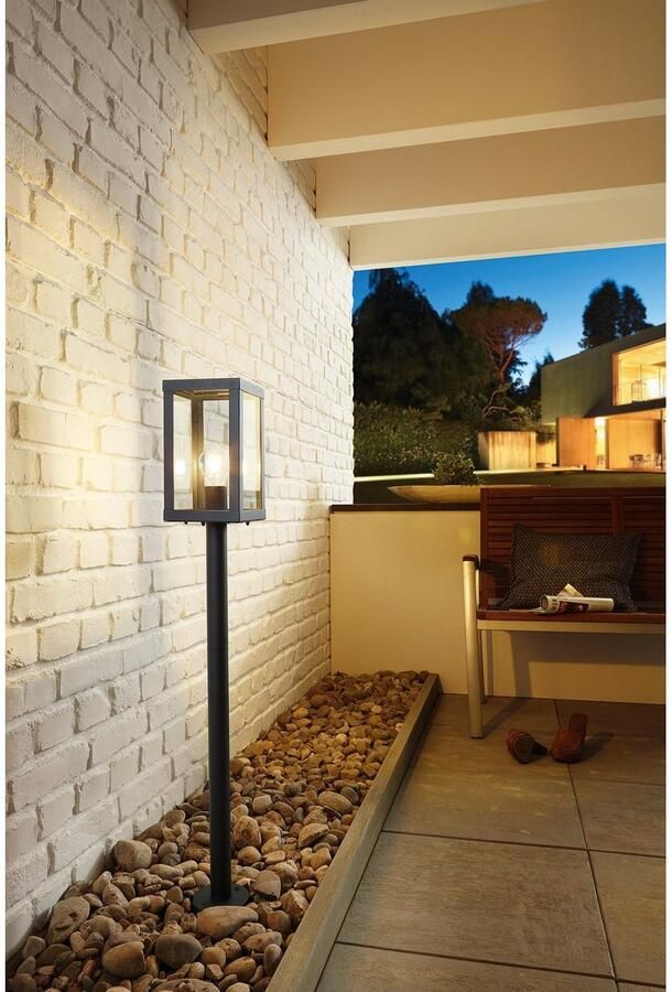 EGLO Staande lamp ALAMONTE 1 Stehlampe Stahl und Glas E27 IP44 Außenlampe Lampe zwart l15 x h101 5 x b15 cm spatwaterdicht rustiek