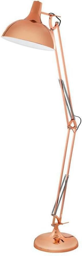 EGLO Staande lamp BORGILLIO Vloerlamp industrieel staal in koper E27 incl. voetknop (1 stuk) - Foto 5