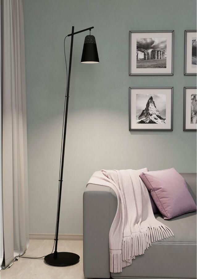 EGLO Staande lamp CANTERRAS Vloerlamp in zwart van staal excl. E27 1X40W (1 stuk) - Foto 2