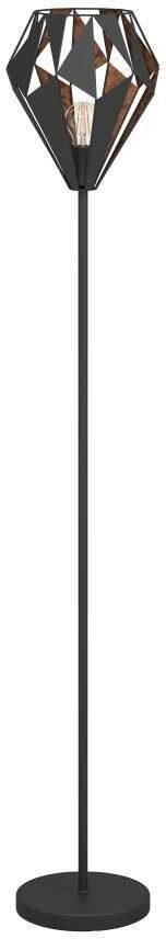 EGLO Staande lamp CARLTON 1 Stehlampe IP20 E27 Stahl Vintage Wohnzimmerlampe Lampe Vintage vloerlamp metaal in zwart en koper retro E27 fitting (1 stuk) - Foto 4