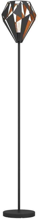 EGLO Staande lamp CARLTON 1 Stehlampe IP20 E27 Stahl Vintage Wohnzimmerlampe Lampe Vintage vloerlamp metaal in zwart en koper retro E27 fitting (1 stuk) - Foto 3