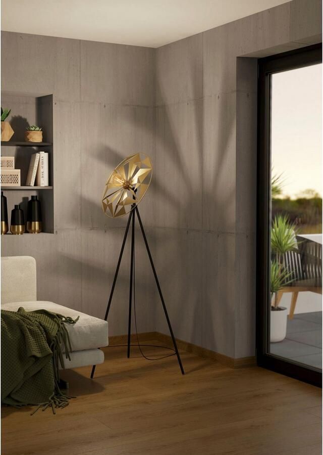 EGLO Staande lamp CASTANUELO Vloerlamp in zwart en goudkleur van staal excl. E27 1X40W (1 stuk) - Foto 2