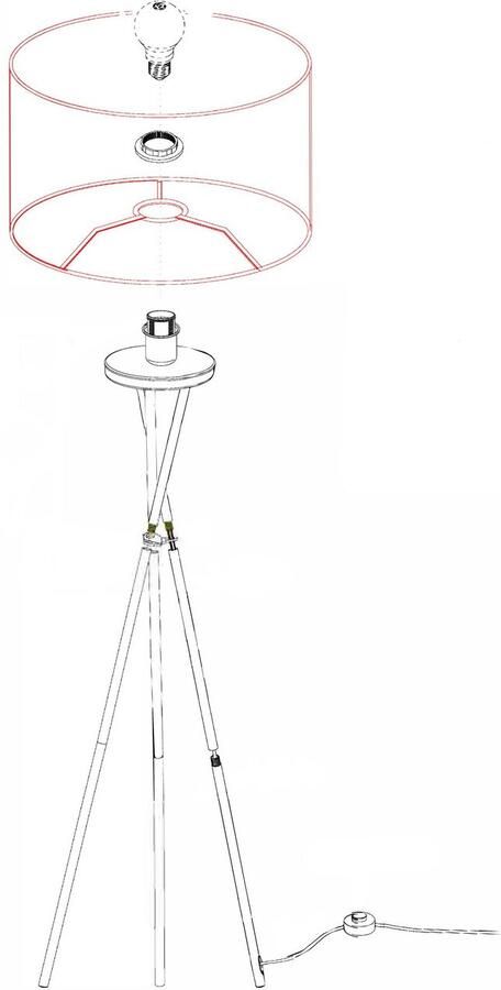 EGLO Staande lamp FONDACHELLI Stehlampe Stahl und Textil E27 IP20 Wohnzimmerlampe wit nikkel ø 51 x h 151 5 cm hoogwaardige staande lamp - Foto 2