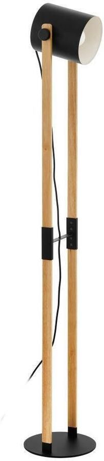 EGLO Staande lamp HORNWOOD Stehlampe Retro Industrial Vintage Stahl Holz E27 Vintage vloerlamp industrieel design retro staande lamp (1 stuk) - Foto 4