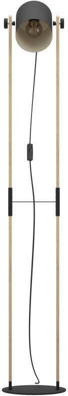 EGLO Staande lamp HORNWOOD Stehlampe Retro Industrial Vintage Stahl Holz E27 Vintage vloerlamp industrieel design retro staande lamp (1 stuk) - Foto 3