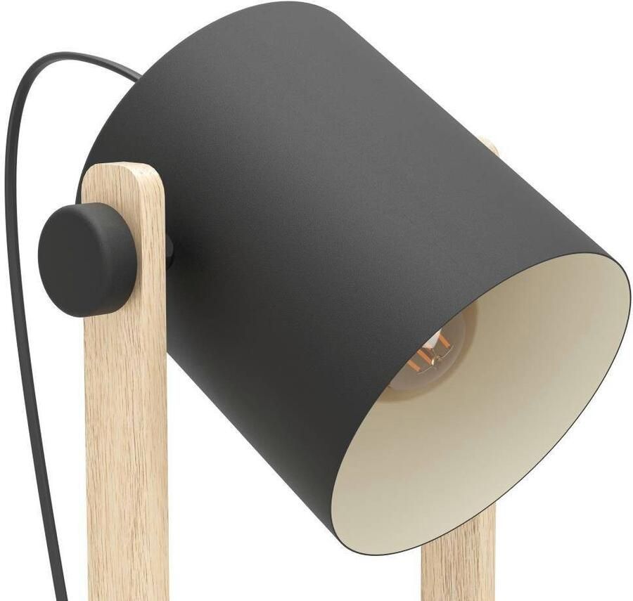 EGLO Staande lamp HORNWOOD Stehlampe Retro Industrial Vintage Stahl Holz E27 Vintage vloerlamp industrieel design retro staande lamp (1 stuk) - Foto 2