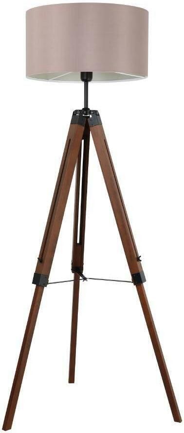 EGLO Staande lamp LANTADA Stehlampe Stahl und Holz E27 IP20 Wohnzimmerlampe Lampe Vloerlamp donkerbruin en taupe met schakelaar FSC gecertificeerd E27 (1 stuk) - Foto 3