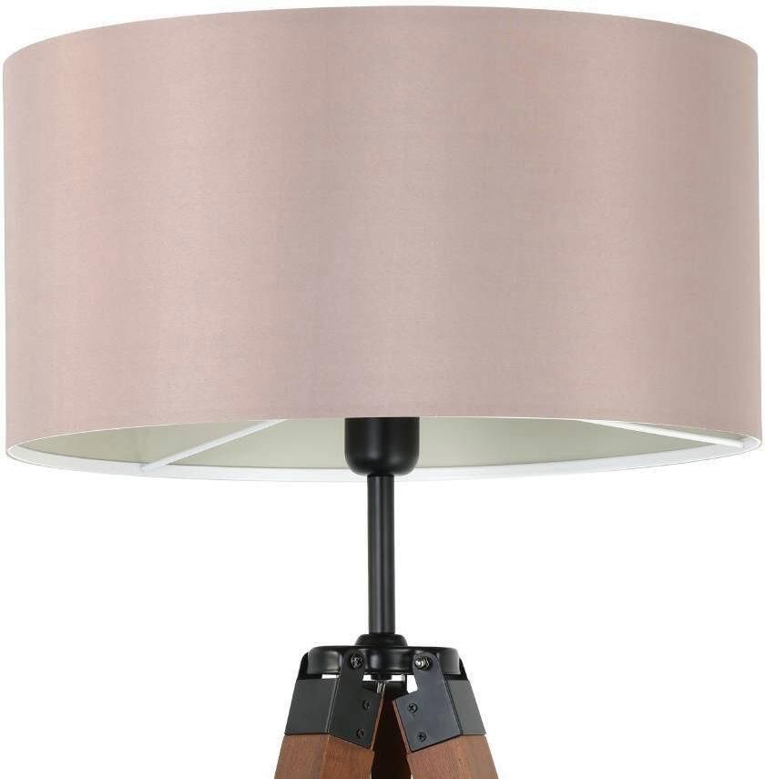 EGLO Staande lamp LANTADA Stehlampe Stahl und Holz E27 IP20 Wohnzimmerlampe Lampe Vloerlamp donkerbruin en taupe met schakelaar FSC gecertificeerd E27 (1 stuk)