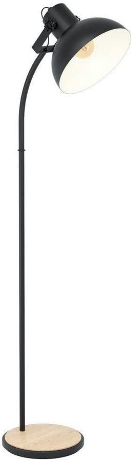 EGLO Staande lamp LUBENHAM Stehlampe Vintage Stahl und Holz IP20 E27 Wohnzimmerlampe Vintage vloerlamp fitting E27 FSC gecertificeerd incl. voetknop (1 stuk) - Foto 2