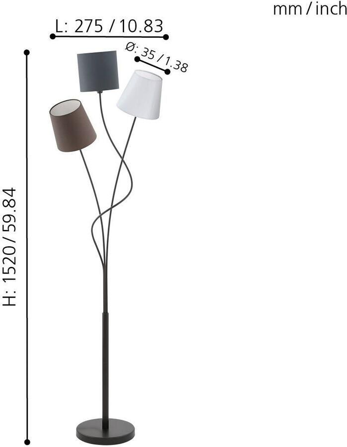 EGLO Staande lamp MARONDA Staande lamp staal en textiel E14 IP20 woonkamerlamp lamp - Foto 5
