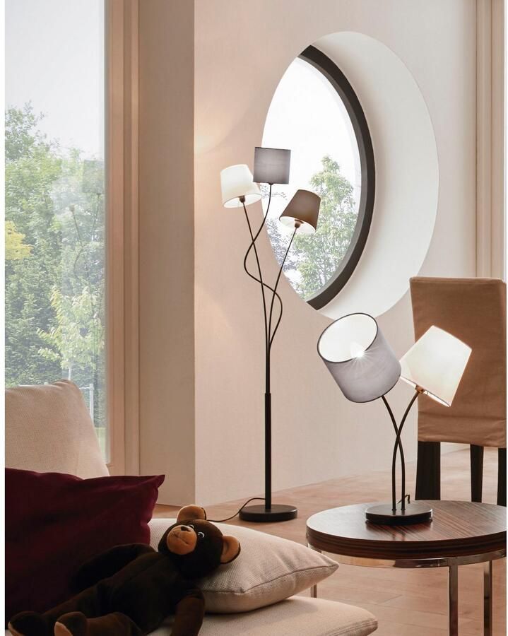 EGLO Staande lamp MARONDA Stehlampe Stahl und Textil E14 IP20 Wohnzimmerlampe Lampe - Foto 3