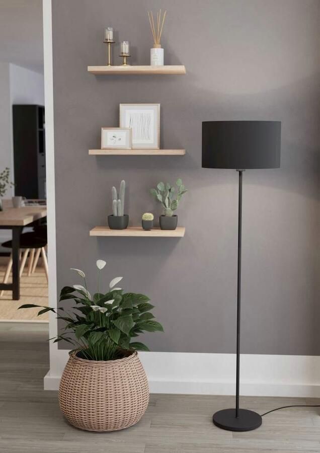 EGLO Staande lamp MASERLO 1 Vloerlamp van staal en textiel in zwart met voetknop E27 (1 stuk) - Foto 4