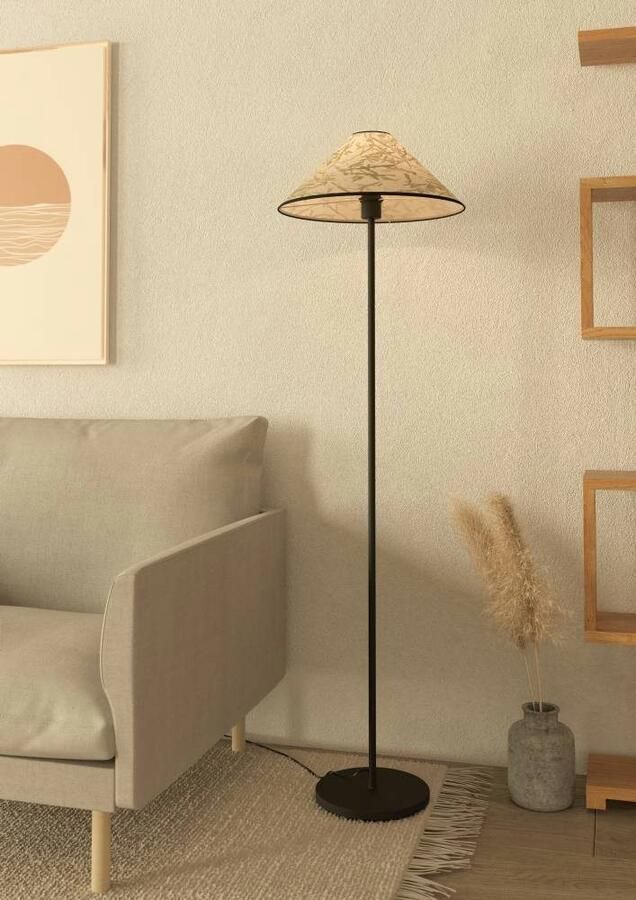 EGLO Staande lamp OXPARK Vloerlamp textiel met bamboe bladeren woonkamer (1 stuk) - Foto 8