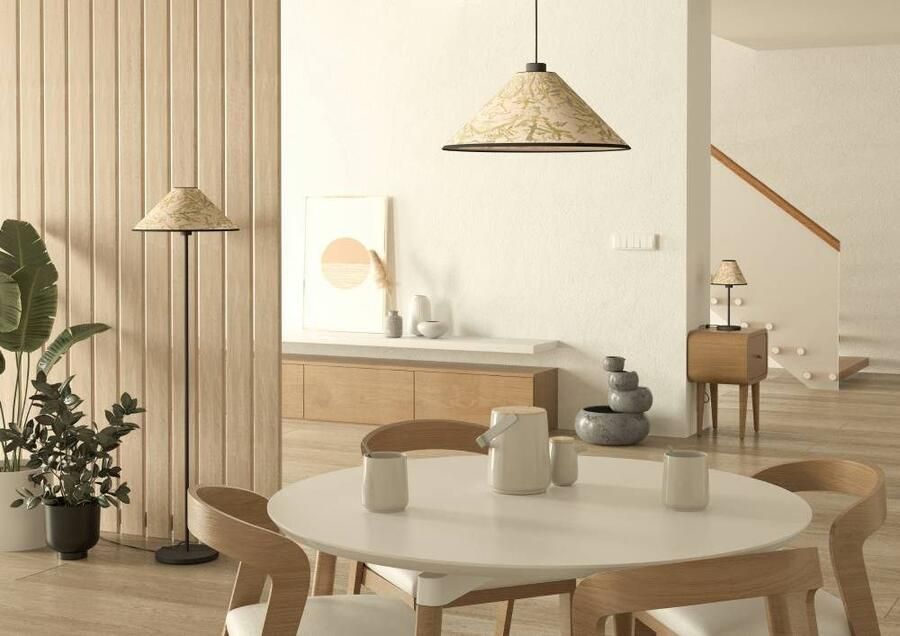 EGLO Hanglamp OXPARK Hanglamp eetkamerlamp textiel bamboe bladeren hanglamp (1 stuk)