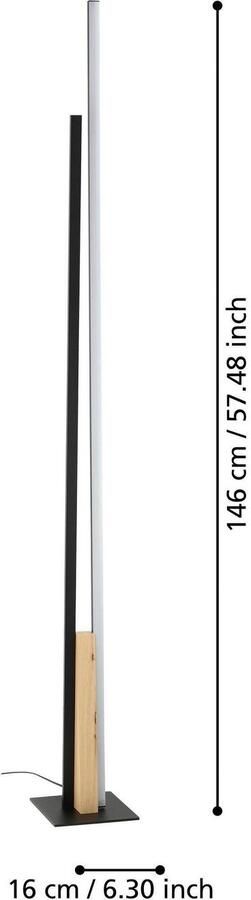 EGLO Staande lamp PANAGRIA Vloerlamp in zwart en bruin van alu staal hout (1 stuk) - Foto 2