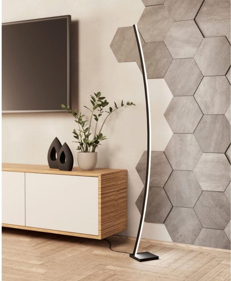 EGLO Staande lamp PICACHA Vloerlamp in zwart van staal 29W warmwit (1 stuk) - Foto 2