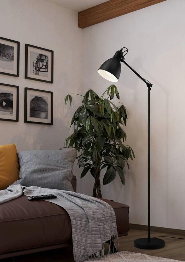 EGLO Staande lamp PRIDDY vloerlamp staande lamp staal zwart E27 industrieel - Foto 8