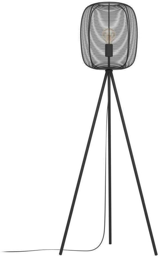 EGLO Staande lamp RINROE Stehlampe Stahl E27 IP20 Wohnzimmerlampe Flurlampe Lampe Vloerlamp driewiel metaal in zwart woonkamerlamp (1 stuk) - Foto 3