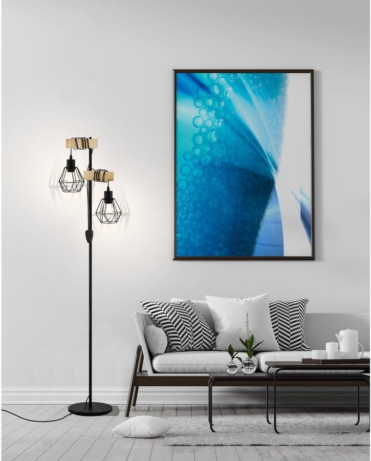 EGLO Staande lamp TOWNSHEND 5 Stehlampe Stahl und Holz E27 IP20 Flurlampe Lampe zwart l40 x h166 5 x b25 cm excl. 2 x e27 (elk max. 60 w) retro