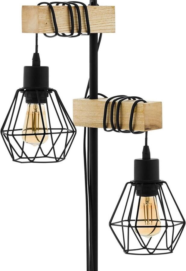 EGLO Staande lamp TOWNSHEND 5 Staande lamp staal en hout E27 IP20 hal lamp - Foto 5