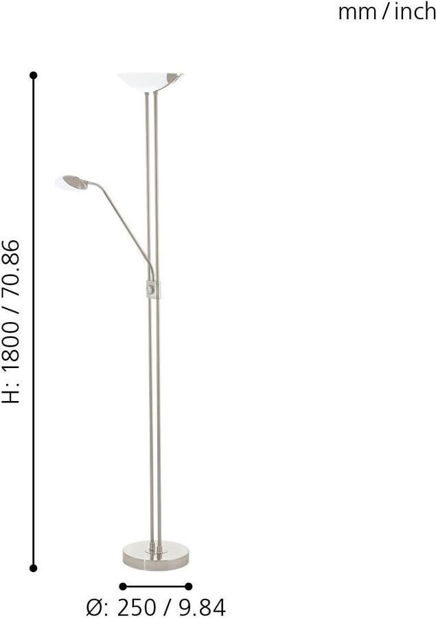 EGLO Baya Led Vloerlamp LED 180 cm Grijs Wit Dimbaar - Foto 4