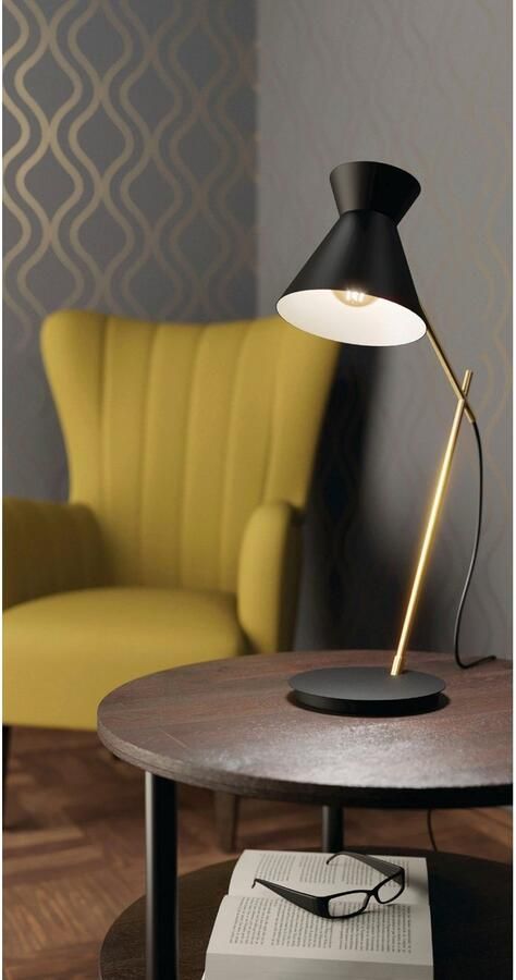 EGLO Tafellamp AMEZAGA Tafellamp in zwart en messing van staal excl. E27 10W (1 stuk) - Foto 5