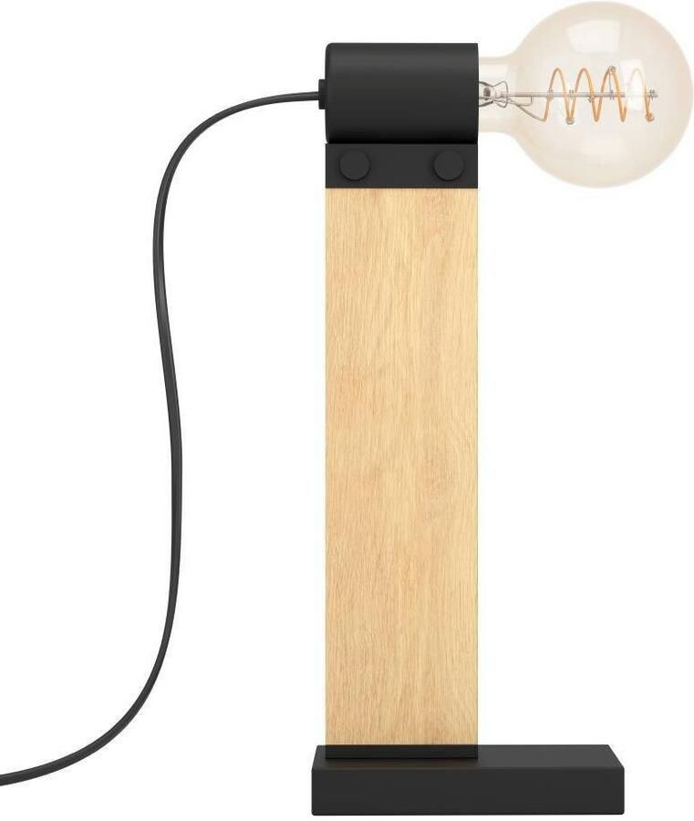 EGLO Tafellamp BAILRIGG Tafellamp woonkamerlamp hout metaal zwart nachttafellamp (1 stuk) - Foto 2