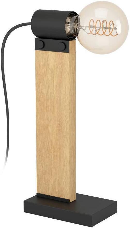 EGLO Tafellamp BAILRIGG Tafellamp woonkamerlamp hout metaal zwart nachttafellamp (1 stuk) - Foto 3