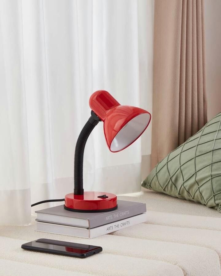 EGLO Tafellamp Basic rood ø12 5 x h30 cm tuimelschakelaar draaibaar flexibele hals - Foto 4