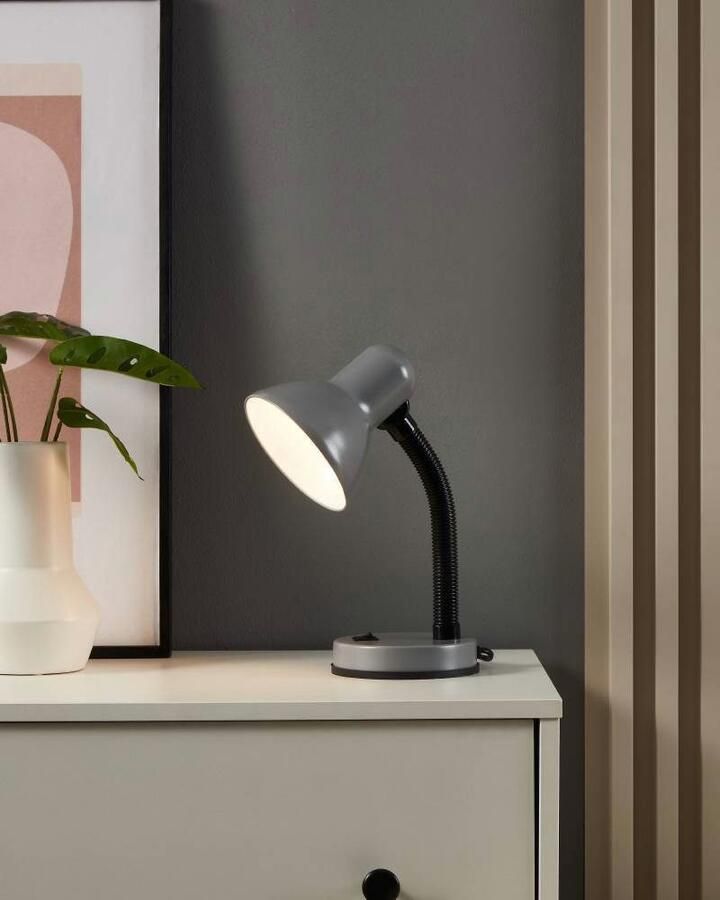 EGLO Tafellamp Basic zilverkleur ø12 5 x h30 cm excl. 1x e27 (elk max. 40 w) tuimelschakelaar - Foto 2