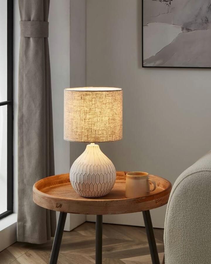 EGLO Tafellamp BELLARIVA 3 Nachtkastlamp met boho-patroon en in lichtbruin met schakelaar E27 (1 stuk)