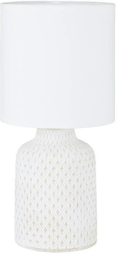 EGLO Tafellamp BELLARIVA Tafellamp van keramiek in crème textiel in wit met schakelaar E14 (1 stuk) - Foto 4
