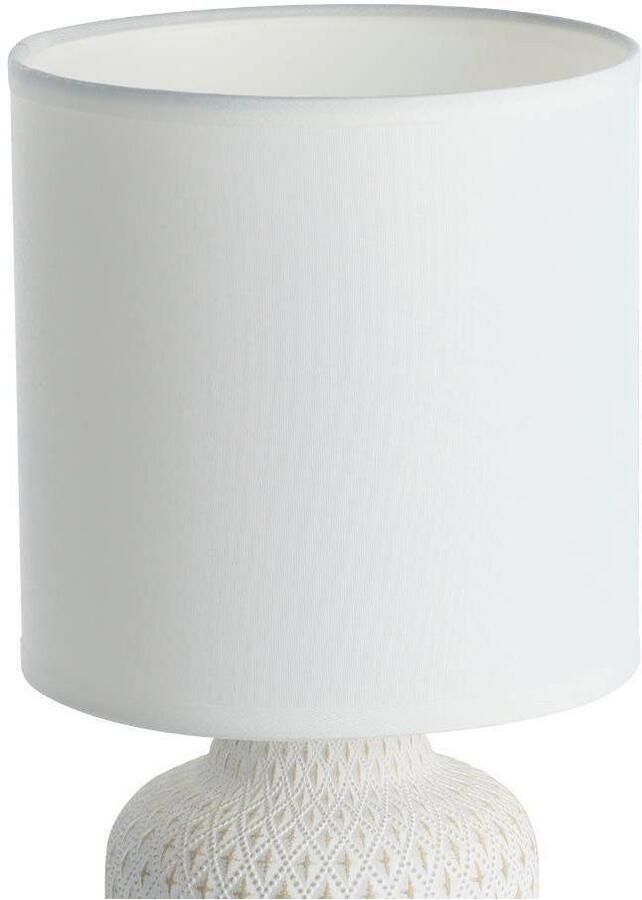 EGLO Tafellamp BELLARIVA Tafellamp van keramiek in crème textiel in wit met schakelaar E14 (1 stuk) - Foto 2