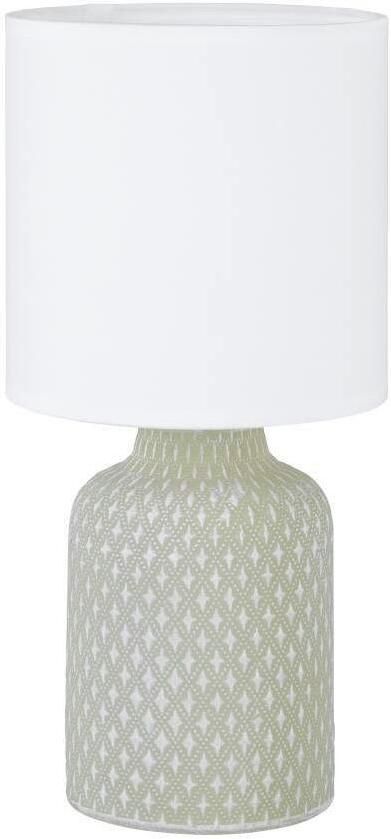 EGLO Tafellamp BELLARIVA Tafellamp van keramiek in grijs textiel in wit met schakelaar E14 (1 stuk) - Foto 5