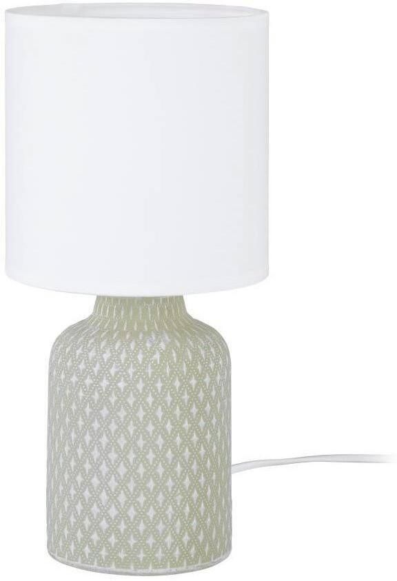 EGLO Tafellamp BELLARIVA Tafellamp van keramiek in grijs textiel in wit met schakelaar E14 (1 stuk) - Foto 4