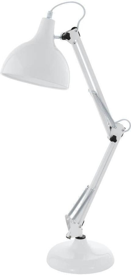 EGLO Tafellamp BORGILLIO Vintage bureau lamp staal in wit retro E27 incl. schakelaar (1 stuk) - Foto 4