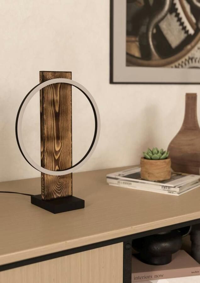 EGLO Tafellamp BOYAL Tafellamp bruin zwart wit LED lamp met schakelaar tafellamp (1 stuk) - Foto 3