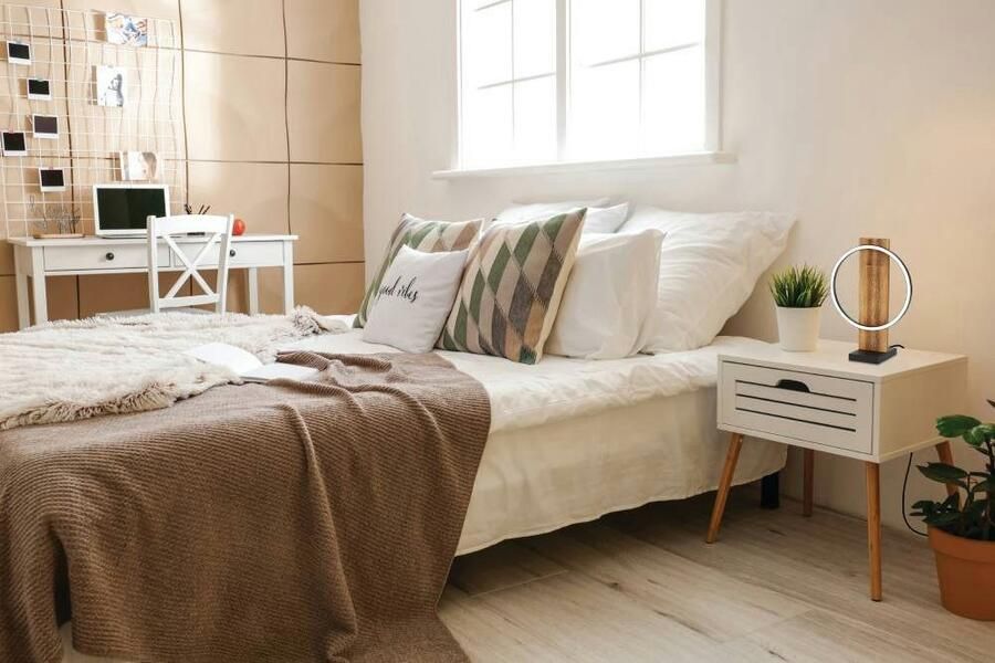 EGLO Tafellamp BOYAL Tafellamp bruin zwart wit LED lamp met schakelaar tafellamp (1 stuk) - Foto 4