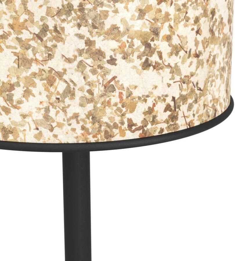 EGLO Tafellamp BUTTERBURN Tischlampe Stahl und Textil Nachttischlampe E27 Lampe Nachttafellamp tafellamp textiel met berkbladeren slaapkamer (1 stuk)