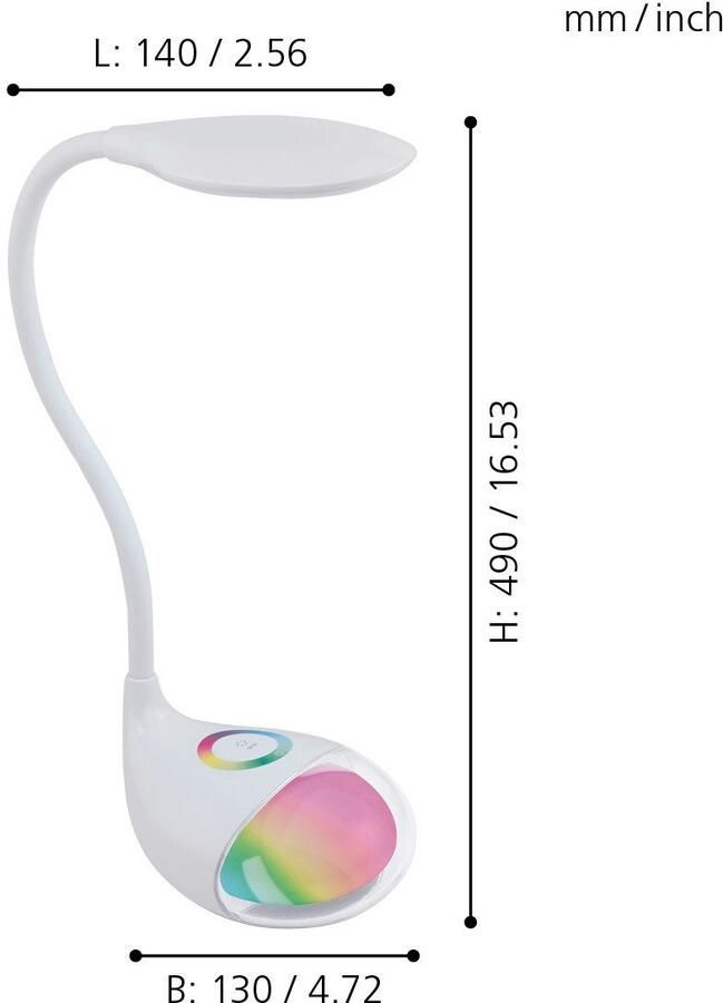 EGLO Tafellamp CABADO 1 Tischlampe Kunststoff Schreibtischlampe Bürolampe Lampe RGBW (1 stuk) - Foto 4