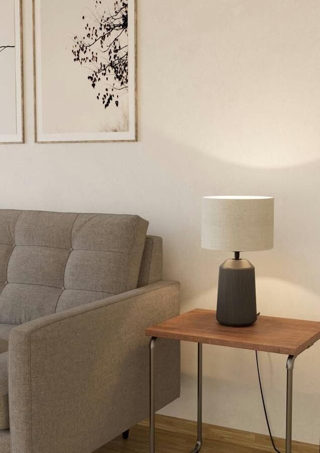 EGLO Tafellamp CAPALBIO Tischlampe Keramik Textil Leinen E27 Schlafzimmerlampe Nachtkastlamp keramiek in grijs en textiel in beige E27 fitting (1 stuk) - Foto 3