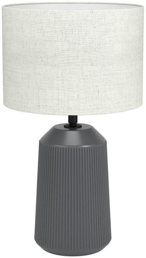 EGLO Tafellamp CAPALBIO Tischlampe Keramik Textil Leinen E27 Schlafzimmerlampe Nachtkastlamp keramiek in grijs en textiel in beige E27 fitting (1 stuk) - Foto 2