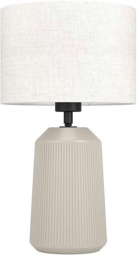 EGLO Tafellamp CAPALBIO Tischlampe Keramik und Textil E27 Wohnzimmerlampe Lampe Nachtkastlamp keramiek in zandkleur en textiel in wit E27 fitting (1 stuk) - Foto 5