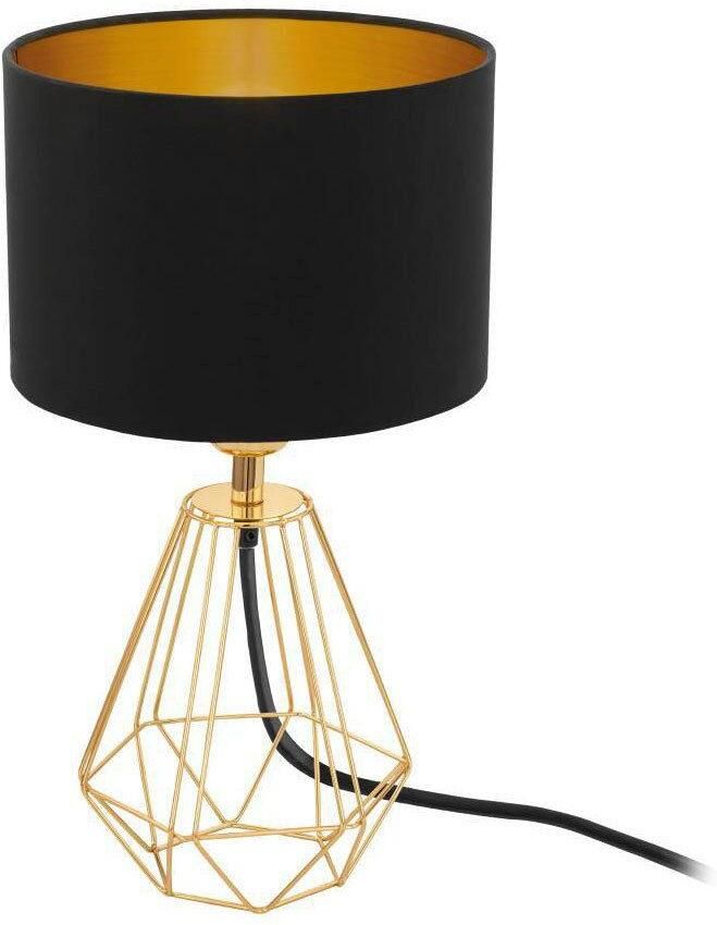 EGLO Tafellamp CARLTON 2 Vintage tafellamp retro lamp metaal stof goudkleur zwart E14 (1 stuk) - Foto 3