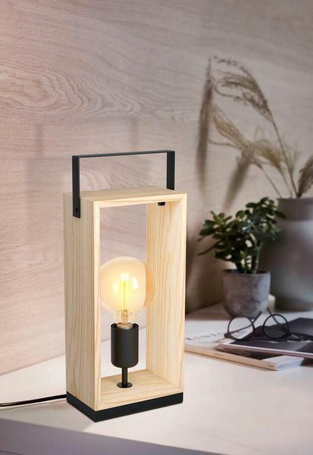 EGLO Tafellamp FAMBOROUGH Tafellamp vintage nacht kastlamp woonkamerlamp E27 fitting (1 stuk) - Foto 3