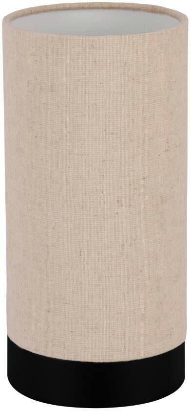 EGLO Tafellamp FENIGLIA Nachtkastlamp linnen in natuurlijke kleuren en metaal in zwart E27 (1 stuk)
