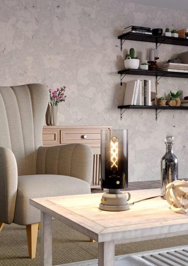 EGLO Tafellamp GARGRAVE Tafellamp woonkamerlamp metaal en rookglas nachttafellamp (1 stuk) - Foto 5