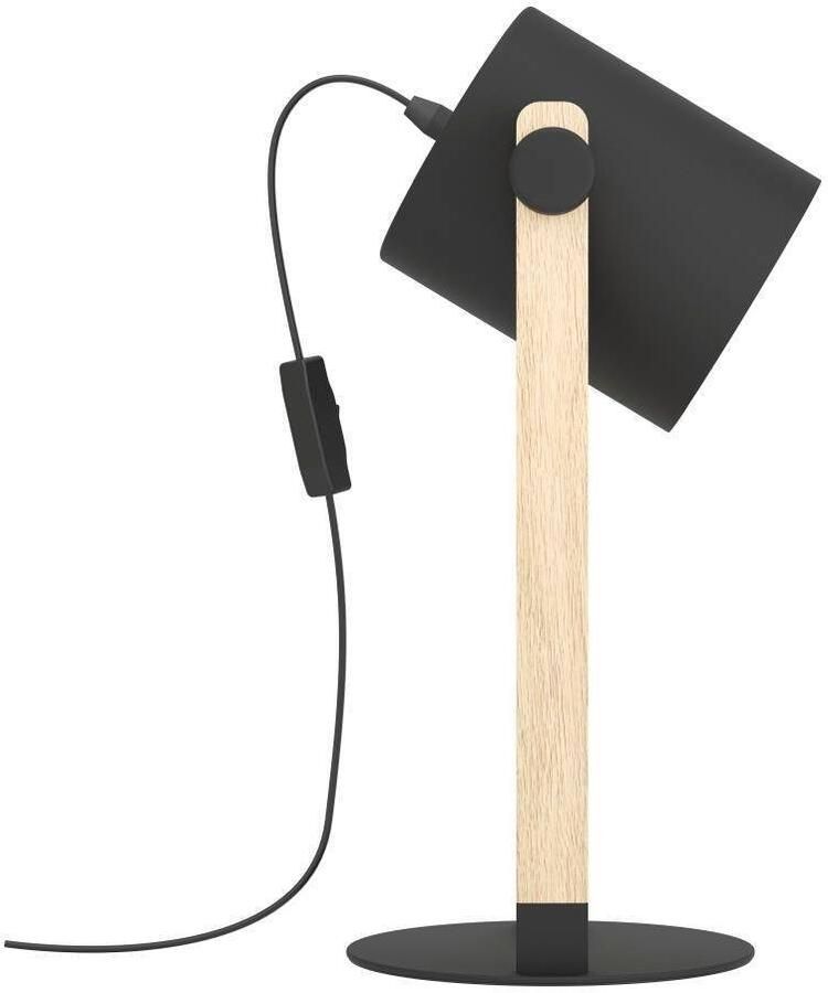 EGLO Tafellamp HORNWOOD Tischlampe Nachttischlampe Retro Industrial Stahl Holz Vintage tafellamp industrieel ontwerp retro nachtlamp (1 stuk) - Foto 3